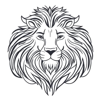 Lion head ink hand drawn portrait