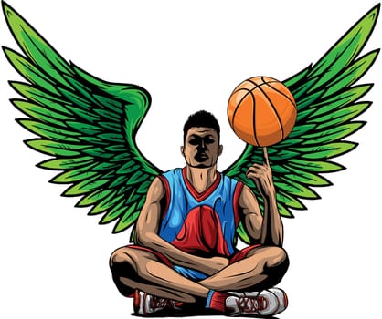vector illustration of Basketball player with wings