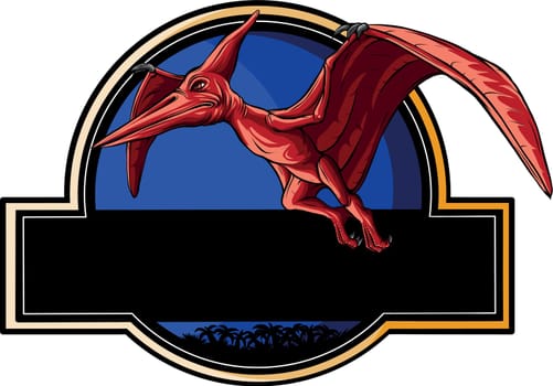 pterodactyl for logo identity. Dino animal mascot concept for prehistoric theme park icon.