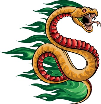 vector illustration of Viper Snake with Flame