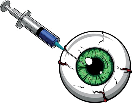 vector illustration of eye and a syringe.