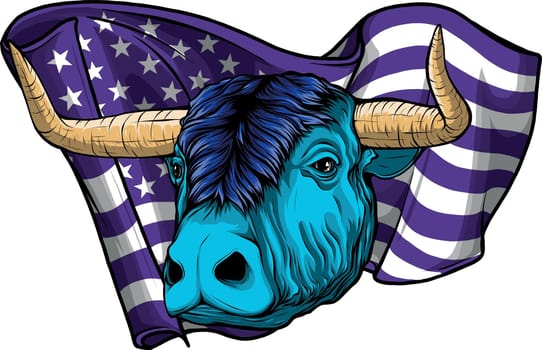 vector Cow on a background of flag of the United States of America