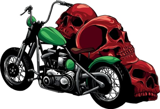 vector illustration of Motorcycle with skulls on white background