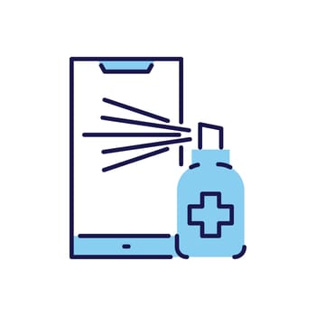 Smartphone disinfection related vector icon