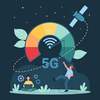 5G network, broadband internet connection speed increase dark concept