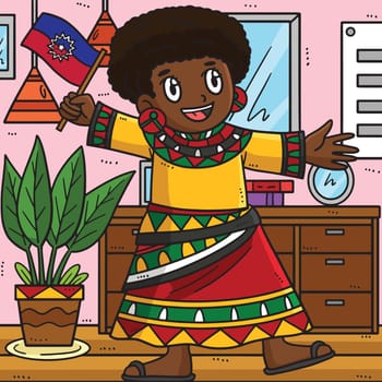 Juneteenth African American Girl and Flag Colored