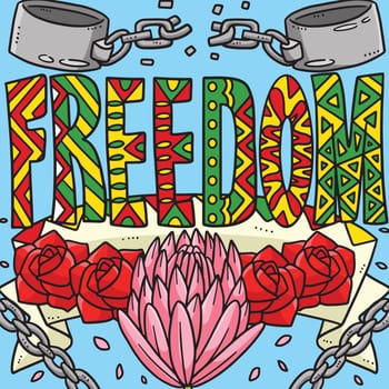 Juneteenth Freedom Colored Cartoon Illustration
