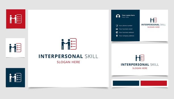 Interpersonal skill logo design with editable slogan. Branding book and business card template.