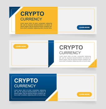 Crypto currency in business and commerce web banner design template