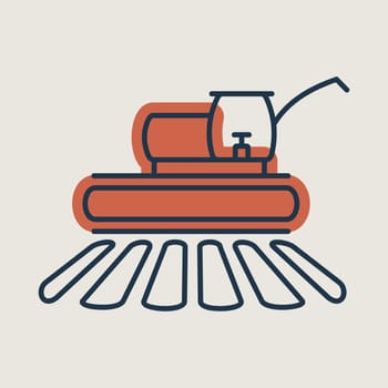 Combine harvester vector isolated icon