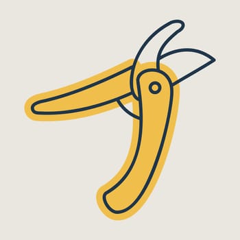 Pruning scissors, garden secateurs vector icon