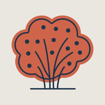 Garden bush with berries isolated vector icon