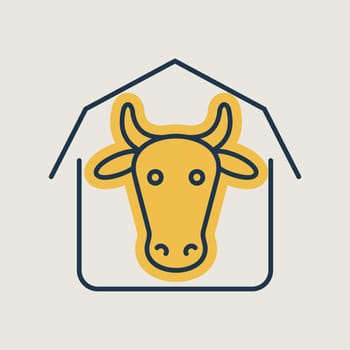 Cowshed vector icon. Farm animal sign