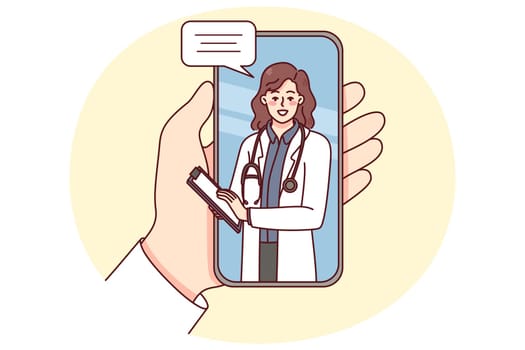 Doctor consult patient online on mobile phone