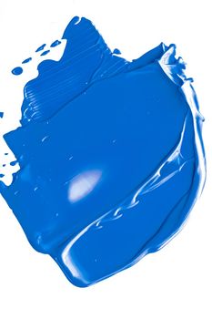 Cobalt blue beauty cosmetic texture isolated on white background, smudged makeup smear or cosmetics product smudge, paint brush strokes