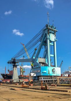 Large shipyard crane in Chernomorsk, Ukraine