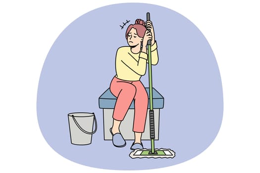 Unhappy housewife tired of housework