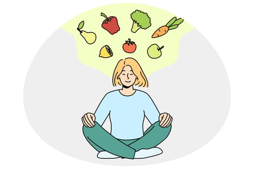 Woman meditate think of healthy eating