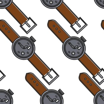 Swiss symbol watch or wrist clock dial and belt seamless pattern