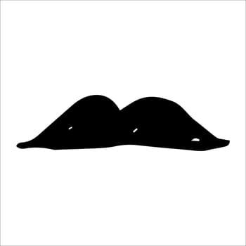 Vector doodle element black male mustache on white