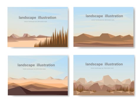 Abstract landscape set, Natural wallpapers are minimalist, banners Hiking adventure background.