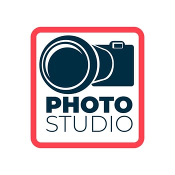 Photo studio logotype with camera and frame icon