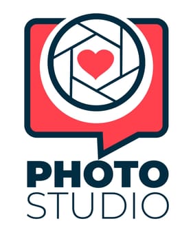 Photo studio logotype with shutter and heart vector