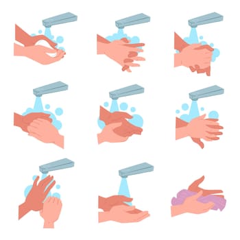 Washing hands with soap, instructions or hygiene tips