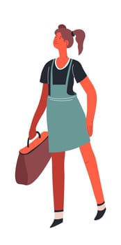 School girl with briefcase, student or pupil walking