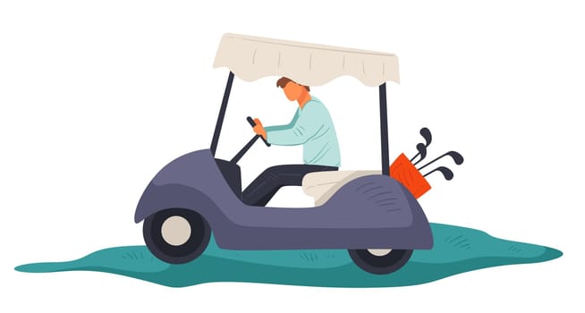 Small automobile for golf course, car with clubs