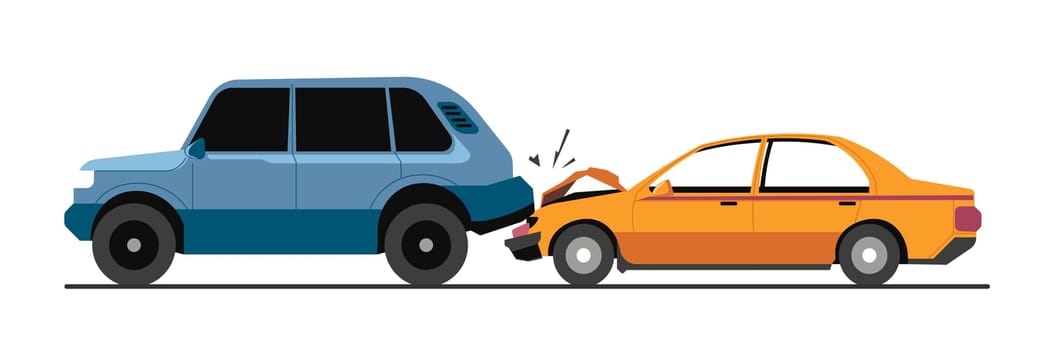 Traffic collision, traffic accident with damaged vehicles vector