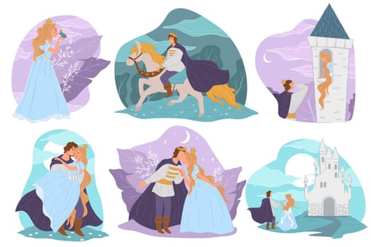 Fairy tale stories happy end and characters vector