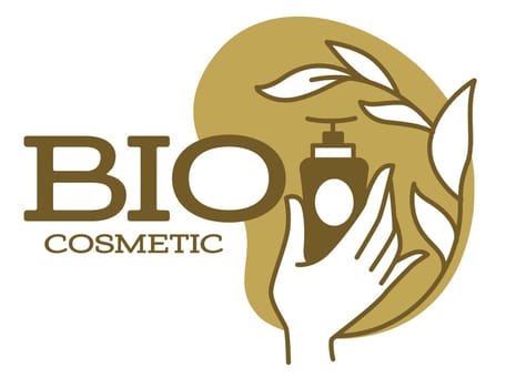 Bio cosmetics with useful ingredients label vector