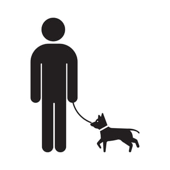 dog walking icon, man and dog on a leash