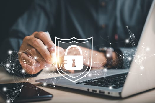 Business professionals prioritize cybersecurity and protect personal information
