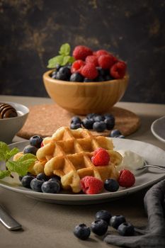 Sweet Homemade Berry Belgian Waffle