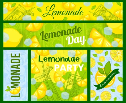 Collection of banners for advertising lemonade.