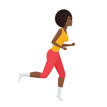 Female fitness training running. Sport coach doing cardio, aerobics training vector cartoon illustration