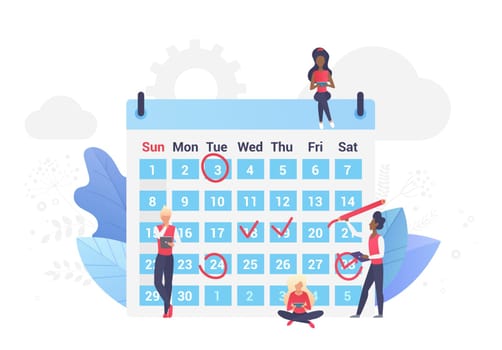 Personal calendar planning activities sheet