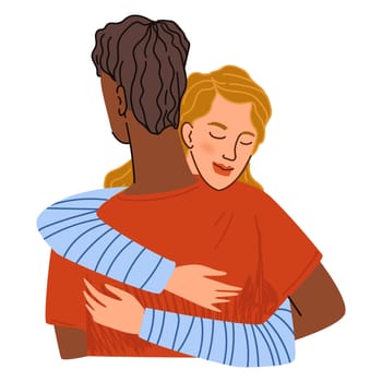 Couple or friends hugging, embracing man and woman