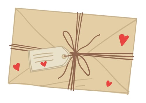 Love letter with decorative hearts and threads