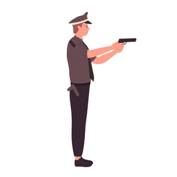 Policeman in shooting position