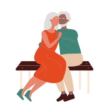 Lovely old couple sitting on bench