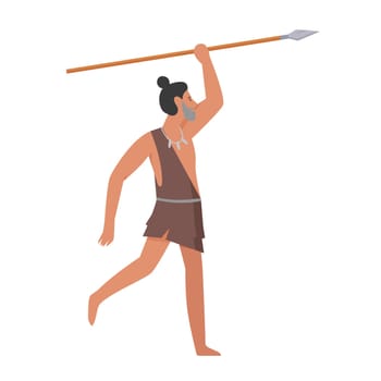 Primitive man hunting with arrow