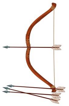 Bow with arrow, ancient weapon for battles wars
