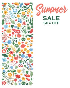 Summer Sale off vector banner flower print