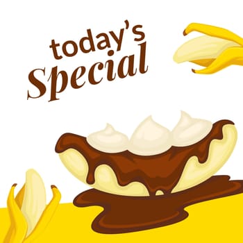 Todays special, banana dessert with chocolate