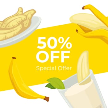 Special offer on banana desserts in cafe banner