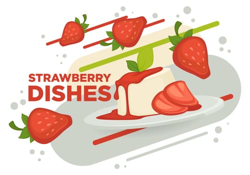 Strawberry dishes dessert with fresh berries jam