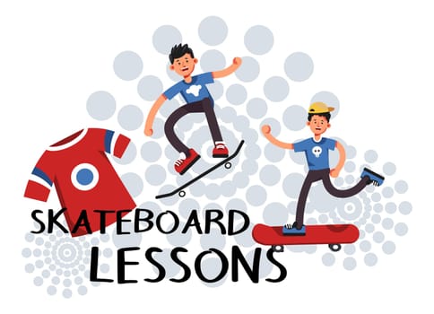 Skateboard lessons for beginners and novice vector